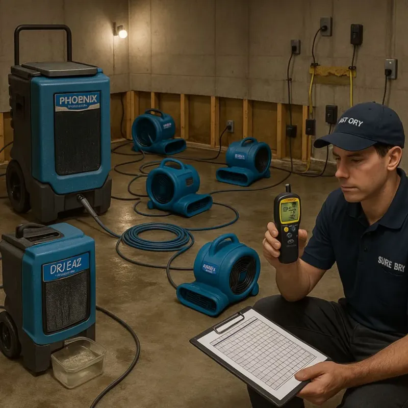Structural Drying and Dehumidification process in Camden, NC